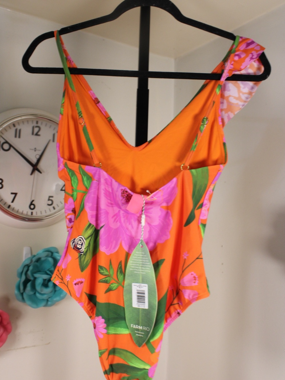 FARM Rio Orange Floral Ruffle One-Piece Swimsuit - Picture 9 of 14